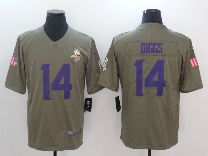 Men Minnesota Vikings #14 Diggs Purple Nike Olive Salute To Service Limited NFL Jersey